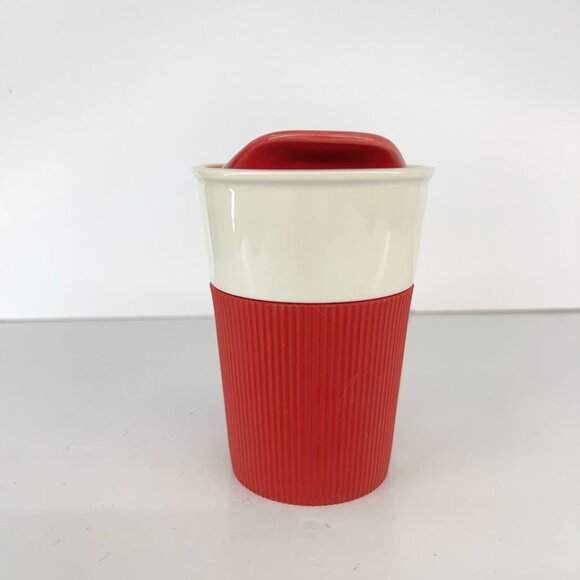 Starbucks Via Ready Brew Red White 237mL/8oz Ceramic To Go Tumbler Coffee Tea - Picture 3 of 12